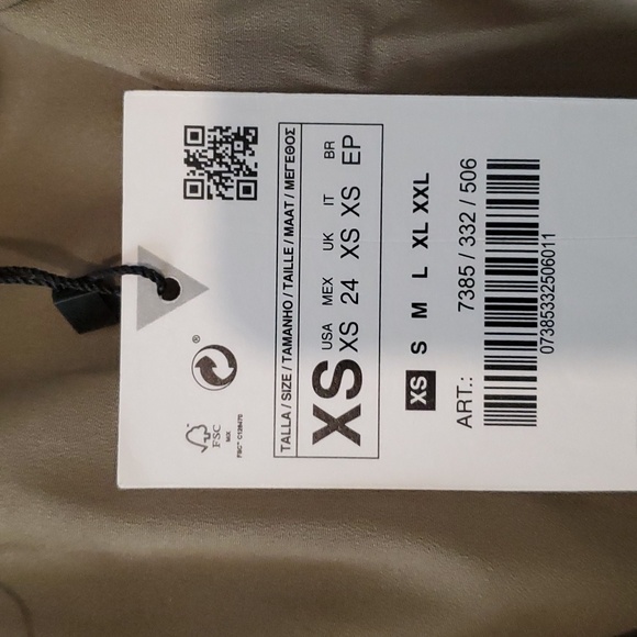 Zara Olive Green Linen Cut Out Mini Dress Size XS - Picture 11 of 12